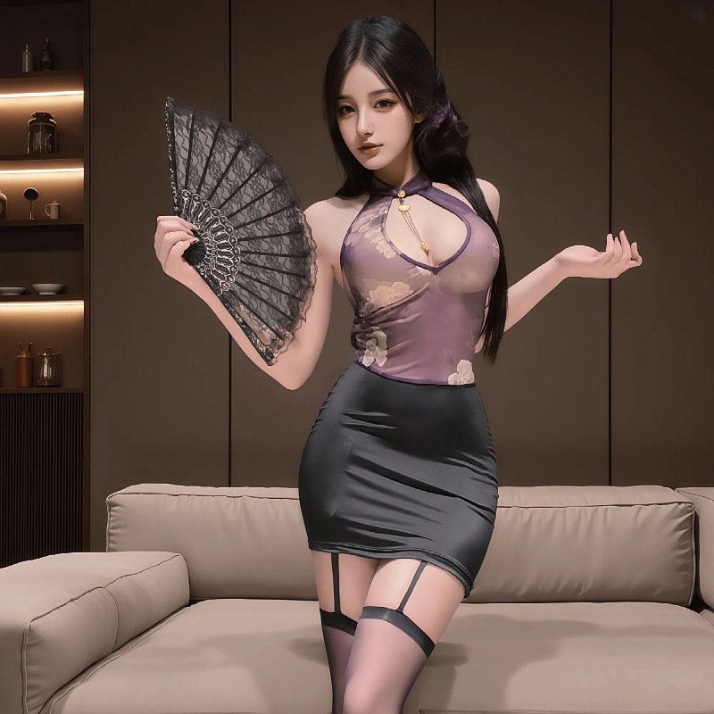情趣内衣性感大胸秘书装辣妹旗袍紧身包臀短裙国风制服诱惑qqny女